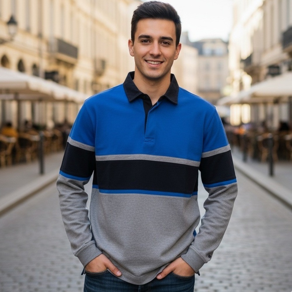 Cutter & Buck Long Sleeve Colorblock Sweater Men's Large Cotton Pullover Outdoor